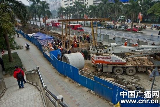 南寧地鐵塌方報道有誤，發生塌方事故的是南寧市政污水管線工地