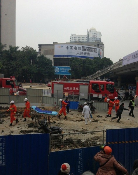 南寧地鐵塌方報道有誤，發生塌方事故的是南寧市政污水管線工地