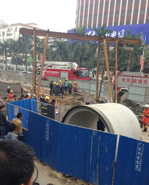 南寧地鐵塌方報道有誤，發生塌方事故的是南寧市政污水管線工地