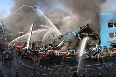 浙江杭州蕭山火災 2013元旦杭州蕭山區瓜瀝鎮友成機