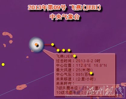 2013年第9號臺風飛燕路徑