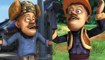 超本山像光頭強 本山大叔的打扮很像動畫片人物光頭強