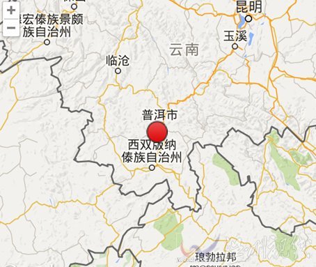 云南景洪地震震中示意圖