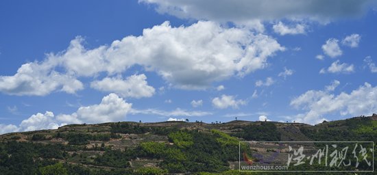 尼伯特臺風來之前溫州藍天白云非常漂亮