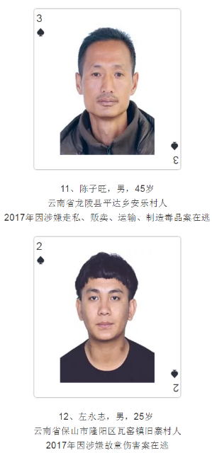 云南發撲克通緝令
