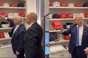 特朗普展示“特朗普2028”帽子預示第三任期將重演